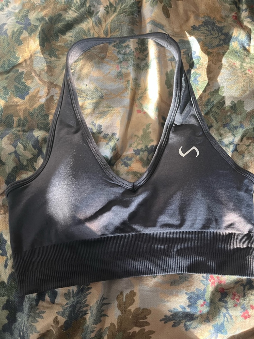 V-Neck Seamless Sports Bra - Slate Gray